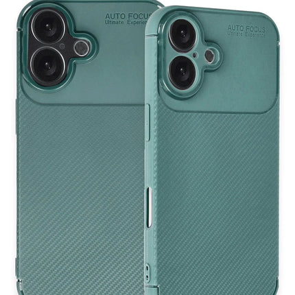 iPhone 16 Plus Auto Focus Karbon Kapak Kılıf - Koyu Yeşil 3