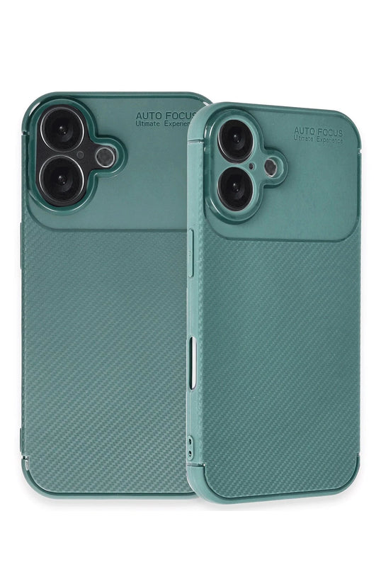 iPhone 16 Plus Auto Focus Karbon Kapak Kılıf - Koyu Yeşil 3