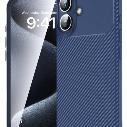 iPhone 16 Plus Auto Focus Karbon Kapak Kılıf - Lacivert