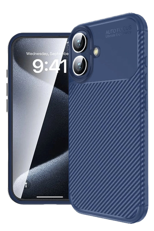 iPhone 16 Plus Auto Focus Karbon Kapak Kılıf - Lacivert