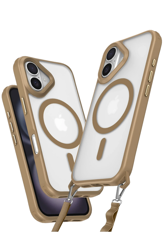 iPhone 16 Plus Enka Magsafe Silikon Kılıf - Çöl Titanyum