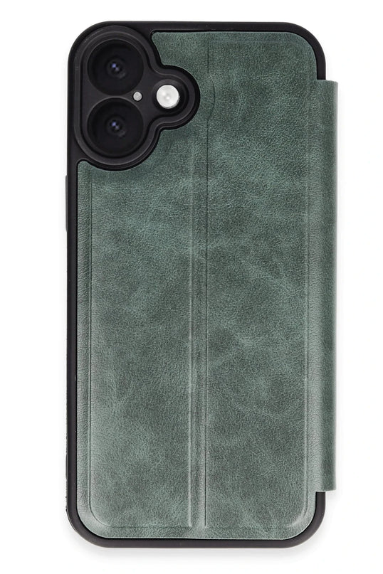 iPhone 16 Plus Flip Cover Kılıf - Koyu Yeşil