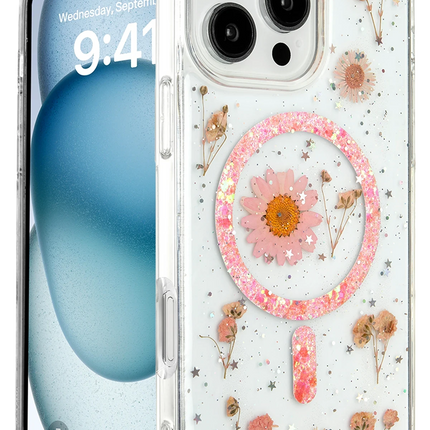 iPhone 16 Pro Daisy Simli Magsafe Kapak Kılıf - Pembe