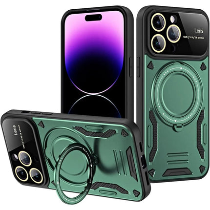 iPhone 16 Pro Joy Lens Standlı Kapak Kılıf - Koyu Yeşil