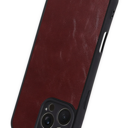 iPhone 16 Pro Max Aras Deri Kapak Kılıf - Bordo 3