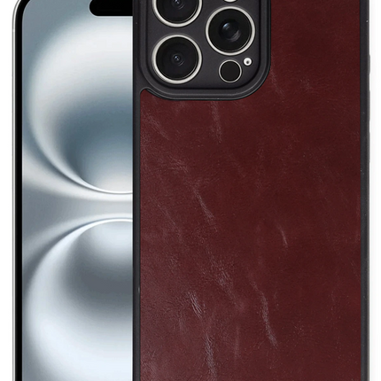 iPhone 16 Pro Max Aras Deri Kapak Kılıf - Bordo