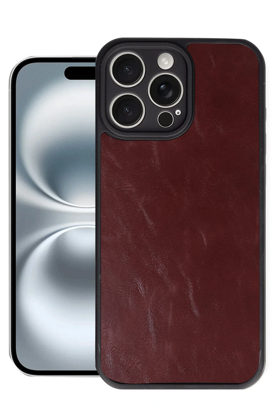 iPhone 16 Pro Max Aras Deri Kapak Kılıf - Bordo