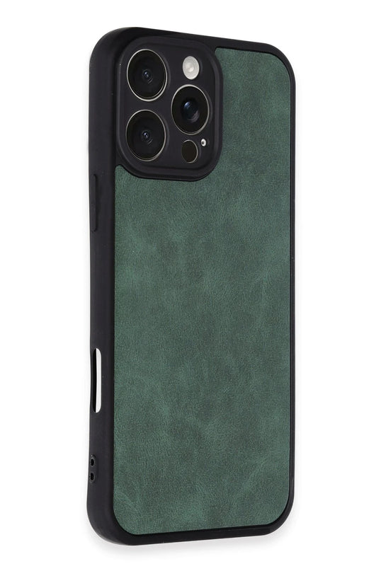 iPhone 16 Pro Max Aras Deri Kapak Kılıf - Koyu Yeşil 2