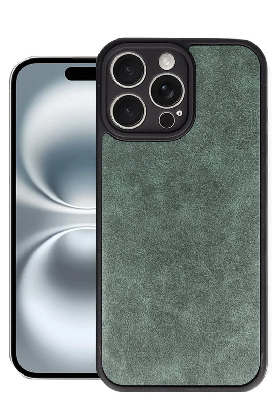 iPhone 16 Pro Max Aras Deri Kapak Kılıf - Koyu Yeşil