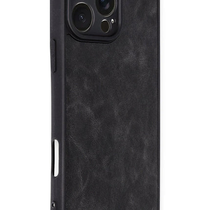iPhone 16 Pro Max Aras Deri Kapak Kılıf - Siyah 2