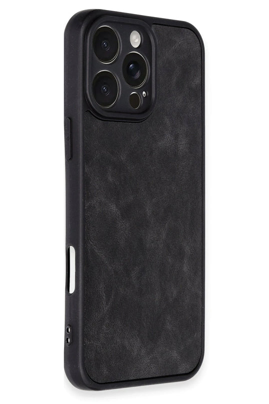iPhone 16 Pro Max Aras Deri Kapak Kılıf - Siyah 2