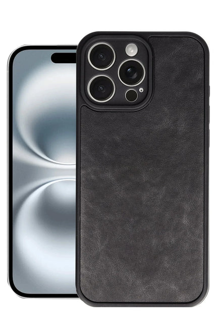 iPhone 16 Pro Max Aras Deri Kapak Kılıf - Siyah