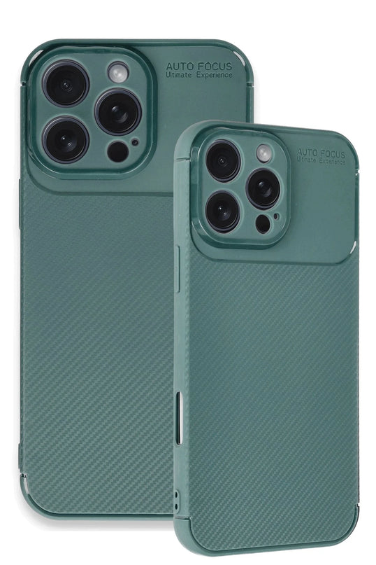 iPhone 16 Pro Max Auto Focus Karbon Kapak Kılıf - Koyu Yeşil 2