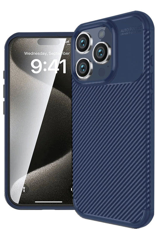 iPhone 16 Pro Max Auto Focus Karbon Kapak Kılıf - Lacivert