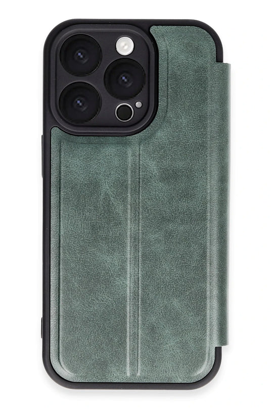 iPhone 16 Pro Max Flip Cover Kılıf - Koyu Yeşil