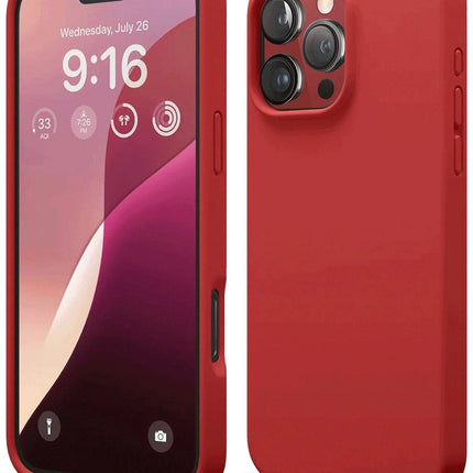 iPhone 16 Pro Max Nano içi Kadife Silikon Kılıf - Kırmızı