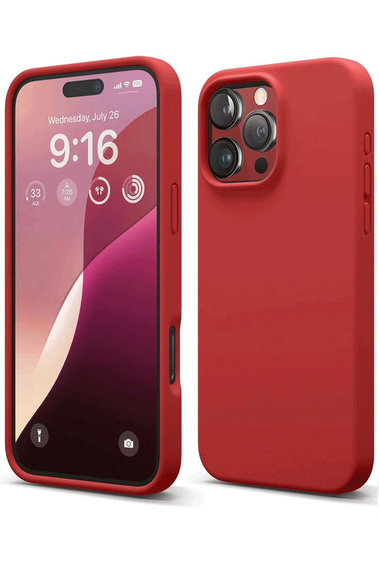 iPhone 16 Pro Max Nano içi Kadife Silikon Kılıf - Kırmızı