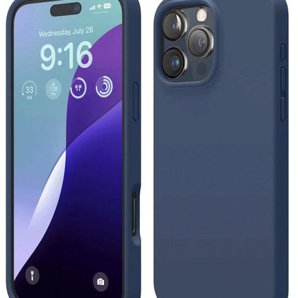 iPhone 16 Pro Max Nano içi Kadife Silikon Kılıf - Lacivert