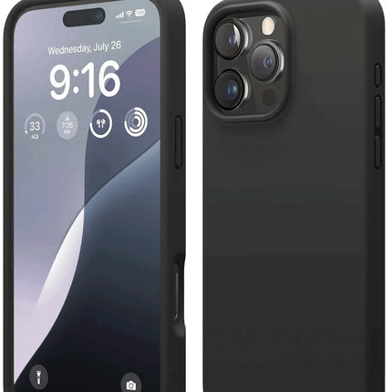 iPhone 16 Pro Max Nano içi Kadife Silikon Kılıf - Siyah