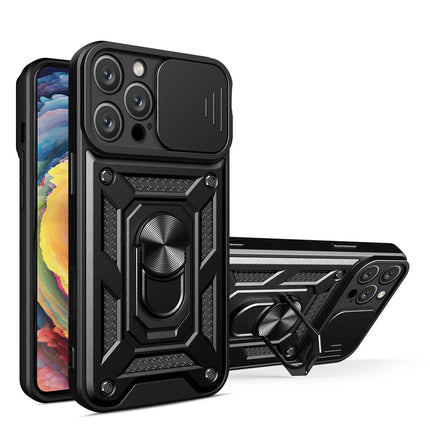 iPhone 16 Pro Max Pars Lens Yüzüklü Silikon Kılıf - Siyah