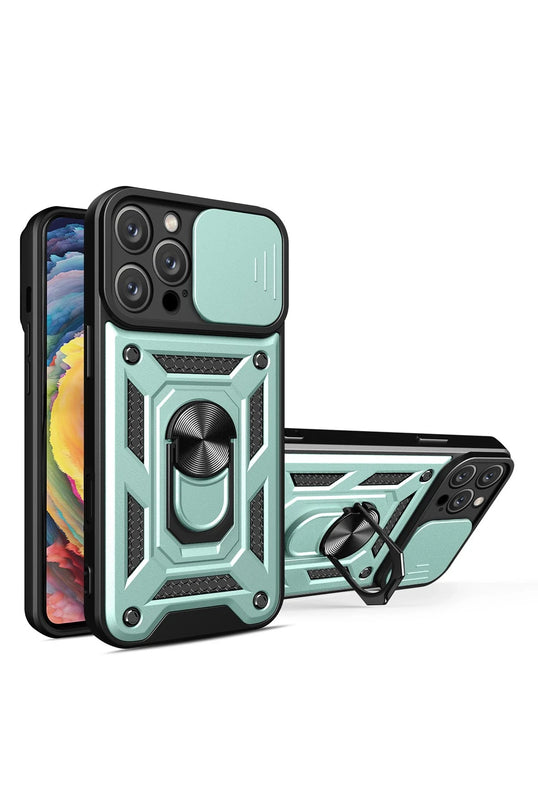 iPhone 16 Pro Max Pars Lens Yüzüklü Silikon Kılıf - Yeşil