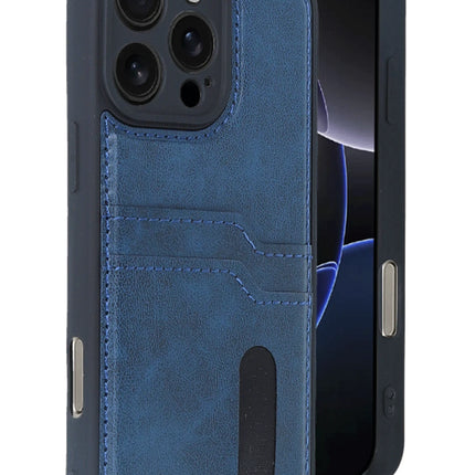 iPhone 16 Pro Max Sara Kartvizitli Deri Kılıf - Lacivert