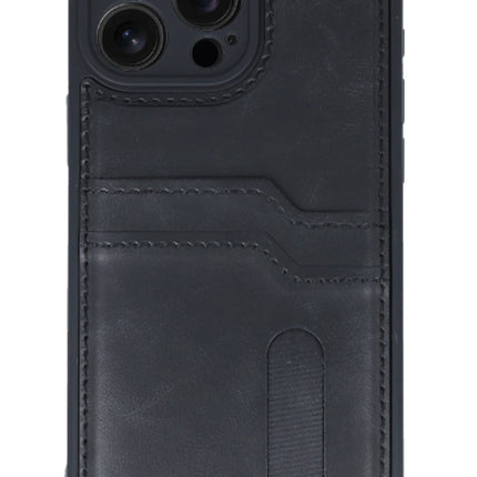 iPhone 16 Pro Max Sara Kartvizitli Deri Kılıf - Siyah 2