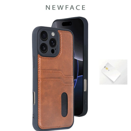 iPhone 16 Pro Max Sara Kartvizitli Deri Kılıf - Taba 3