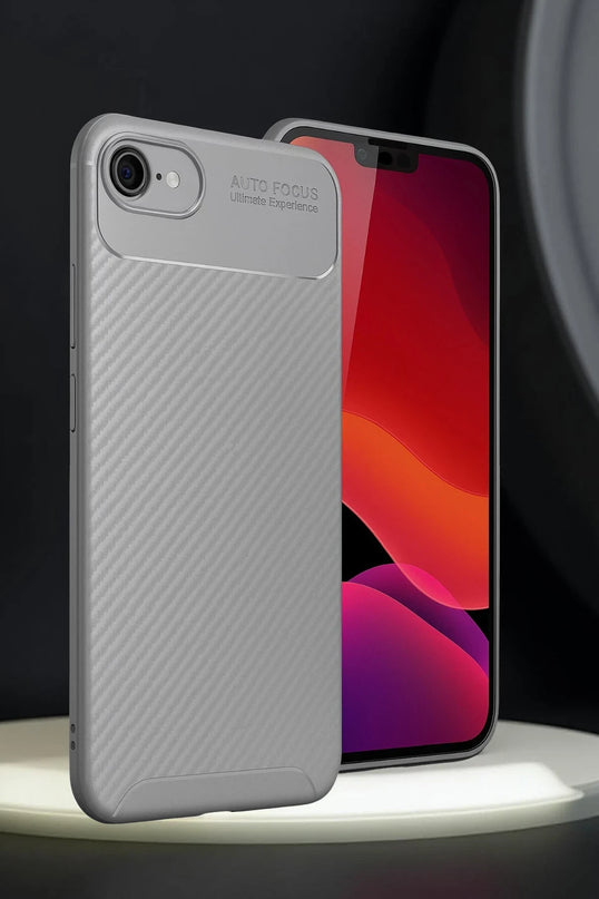iPhone 16E Auto Focus Karbon Kapak Kılıf - Gri 2