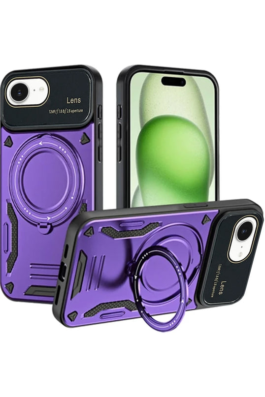 iPhone 16E Joy Lens Standlı Kapak Kılıf - Mor