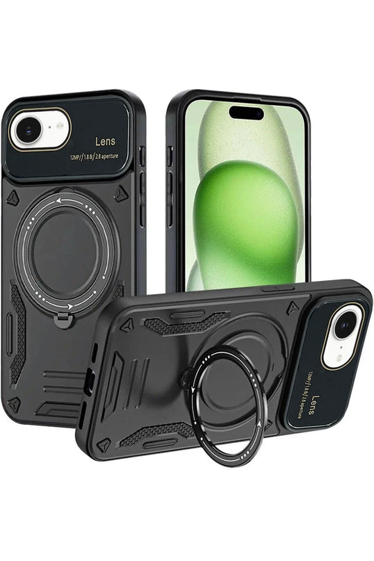 iPhone 16E Joy Lens Standlı Kapak Kılıf - Siyah
