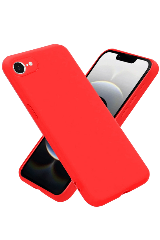 iPhone 16E Nano içi Kadife Silikon Kılıf - Kırmızı