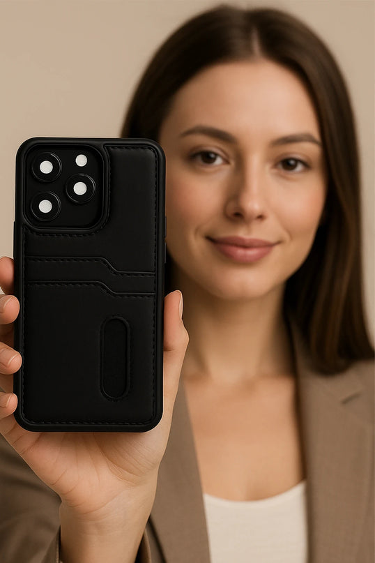 iPhone 16E Sara Kartvizitli Deri Kılıf - Koyu Yeşil 2