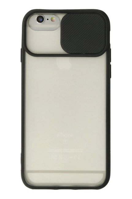 iPhone 6 Plus Palm Buzlu Kamera Sürgülü Silikon Kılıf - Siyah