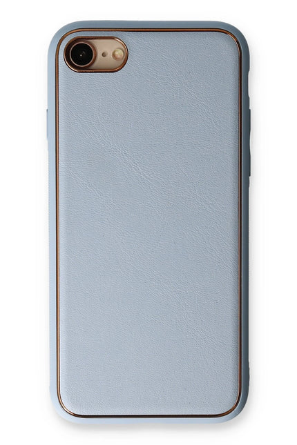 iPhone 7 Coco Deri Silikon Kapak Kılıf - Açık Mavi