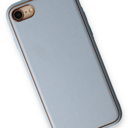 iPhone 7 Coco Deri Silikon Kapak Kılıf - Açık Mavi 3