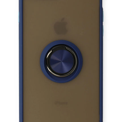 iPhone 7 Plus Montreal Yüzüklü Silikon Kapak Kılıf - Lacivert
