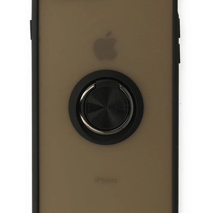 iPhone 7 Plus Montreal Yüzüklü Silikon Kapak Kılıf - Siyah