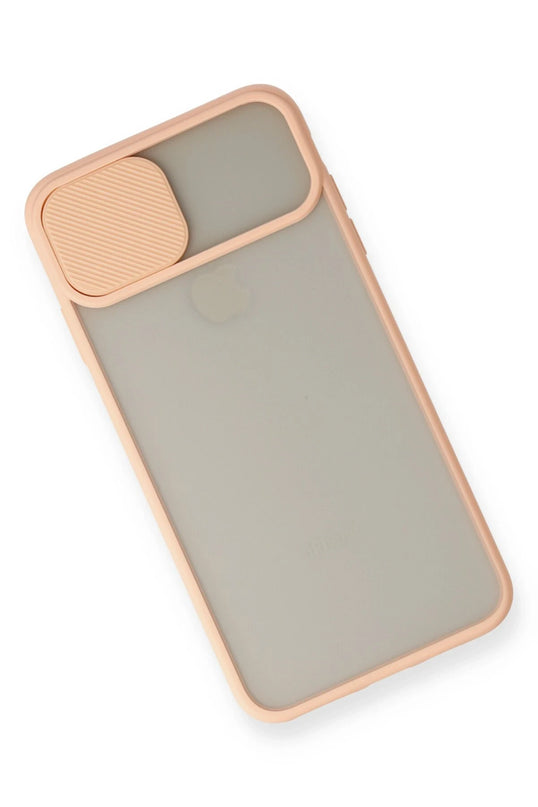 iPhone X Palm Buzlu Kamera Sürgülü Silikon Kılıf - Pembe 3