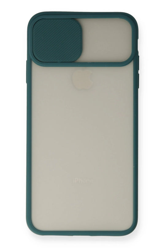 iPhone X Palm Buzlu Kamera Sürgülü Silikon Kılıf - Yeşil 2