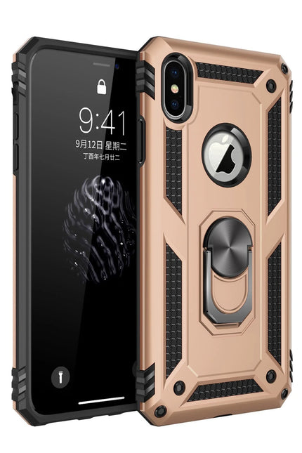 iPhone X Sofya Yüzüklü Silikon Kapak Kılıf - Gold