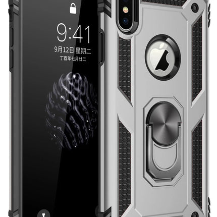 iPhone X Sofya Yüzüklü Silikon Kapak Kılıf - Gümüş