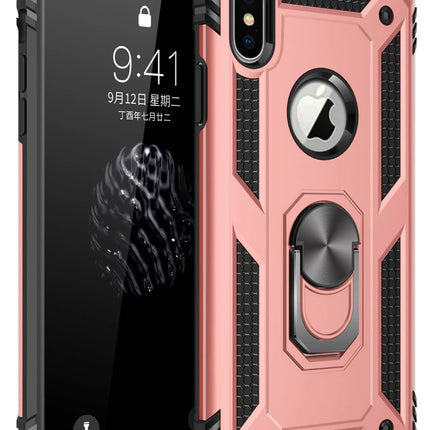 iPhone X Sofya Yüzüklü Silikon Kapak Kılıf - Rose