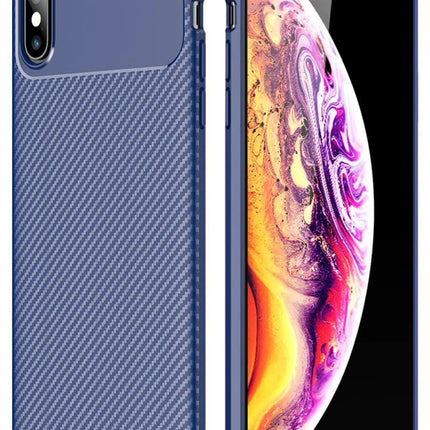 iPhone XS Max Auto Focus Karbon Kapak Kılıf - Lacivert