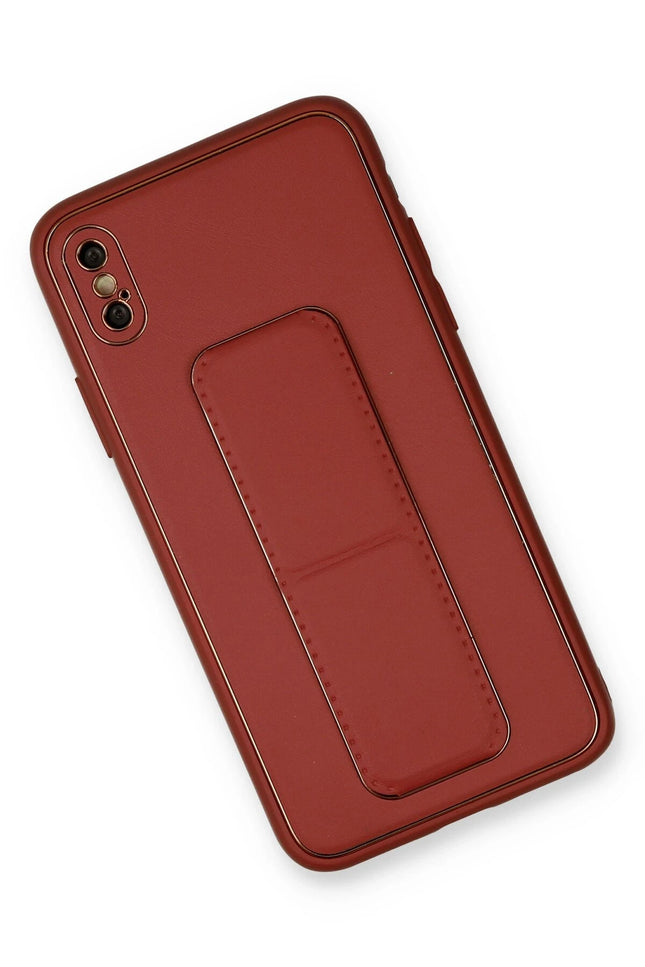 iPhone XS Max Coco Deri Standlı Kapak Kılıf - Fuşya 3