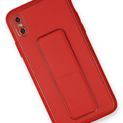 iPhone XS Max Coco Deri Standlı Kapak Kılıf - Kırmızı 2