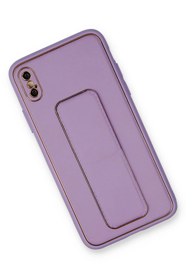iPhone XS Max Coco Deri Standlı Kapak Kılıf - Lila 2