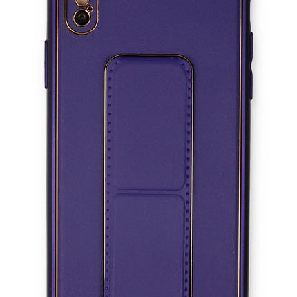 iPhone XS Max Coco Deri Standlı Kapak Kılıf - Mor