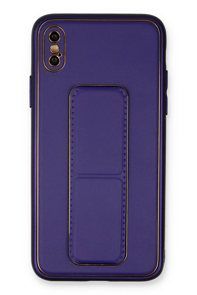 iPhone XS Max Coco Deri Standlı Kapak Kılıf - Mor