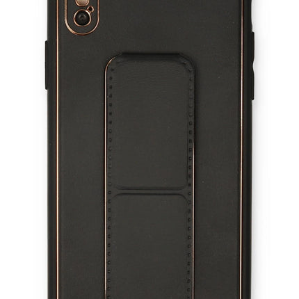 iPhone XS Max Coco Deri Standlı Kapak Kılıf - Siyah